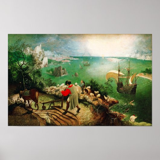 Pieter Bruegel Landschaft mit dem Fall von Icarus Poster (Vorne)