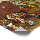 Pieter Bruegel the Elder - Kinderspiele Poster (Ecke)