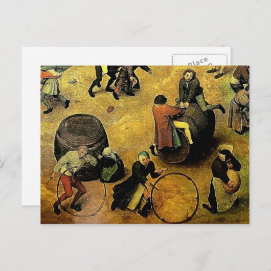 Pieter Bruegels "Kinderspiele" (Detail) 1560 Postkarte (Vorne/Hinten)