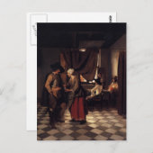Pieter de Hooch - Bezahlung der Hostess Postkarte (Vorne/Hinten)