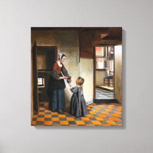 Pieter de Hooch Eine Frau mit einem Kind in einer  Leinwanddruck