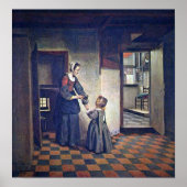 Pieter de Hooch - Eine Frau mit einem Kind in Pant Poster (Vorne)