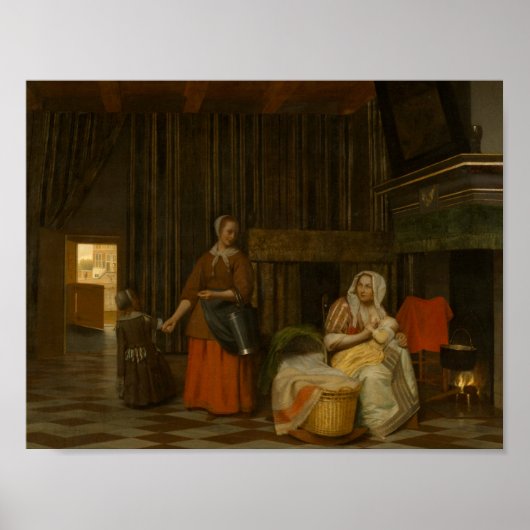Pieter de Hooch - Frau und Kind Poster (Vorne)