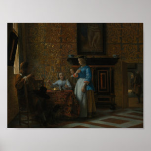 Pieter de Hooch - Freizeit im eleganten Stil Poster