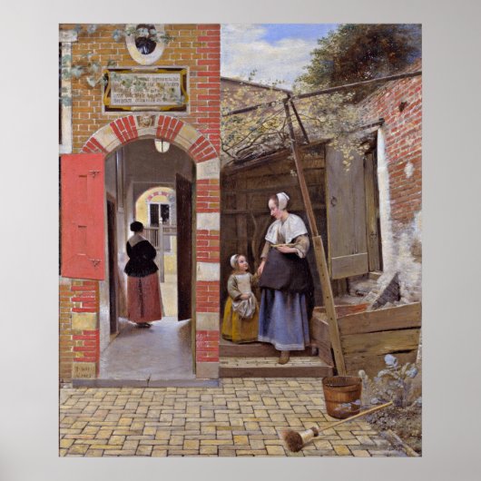 Pieter de Hooch - Hof eines Hauses in Delft Poster (Vorne)