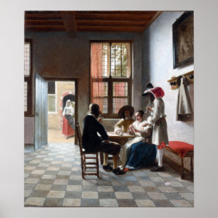 Pieter de Hooch-Kartenspieler in einem Sunlit Raum Poster