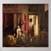 Pieter de Hooch - Mutter auf der Wiege Poster (Vorne)