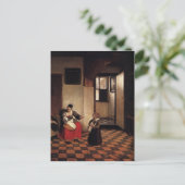 Pieter Hooch - Eine Frau mit einem Baby in ihrem S Postkarte (Stehend Vorderseite)
