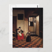 Pieter Hooch - Eine Frau mit einem Baby in ihrem S Postkarte (Vorne/Hinten)