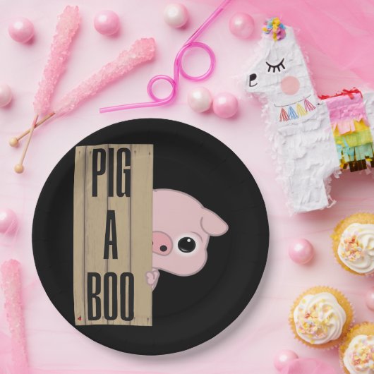 Pig A Boo Fence Pappteller (Party)