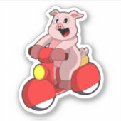Pig als Biker mit Scooter Aufkleber (Vorderseite)
