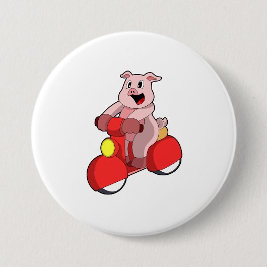 Pig als Biker mit Scooter Button (Vorderseite)