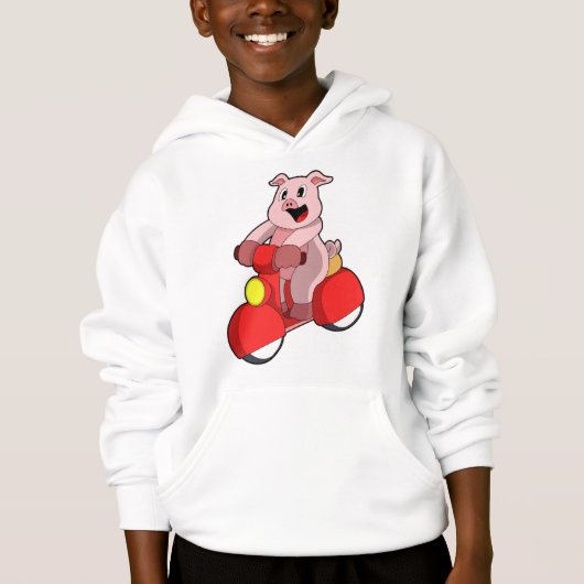 Pig als Biker mit Scooter Hoodie (Vorderseite)