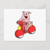 Pig als Biker mit Scooter Postkarte (Vorderseite)