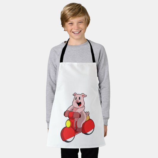 Pig als Biker mit Scooter Schürze (Getragen)