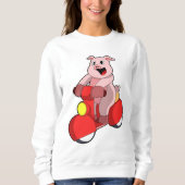 Pig als Biker mit Scooter Sweatshirt (Vorderseite)