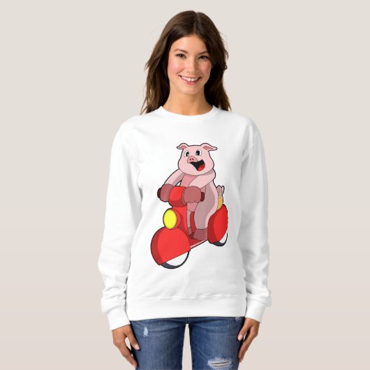 Pig als Biker mit Scooter Sweatshirt (Vorne ganz)