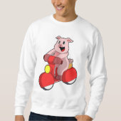 Pig als Biker mit Scooter Sweatshirt (Vorderseite)
