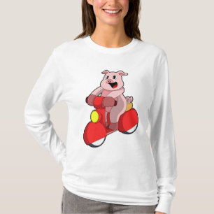 Pig als Biker mit Scooter T-Shirt
