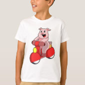 Pig als Biker mit Scooter T-Shirt (Vorderseite)