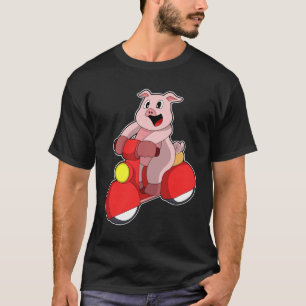 Pig als Biker mit Scooter T-Shirt