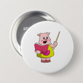 Pig als Lehrer mit Buch Button (Vorne & Hinten)