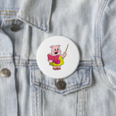 Pig als Lehrer mit Buch Button (Beispiel)