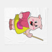 Pig als Lehrer mit Buch Fleecedecke (Vorderseite (Horizontal))