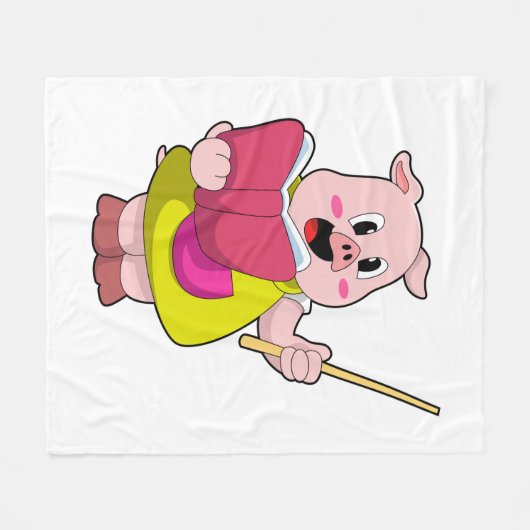 Pig als Lehrer mit Buch Fleecedecke (Vorderseite (Horizontal))