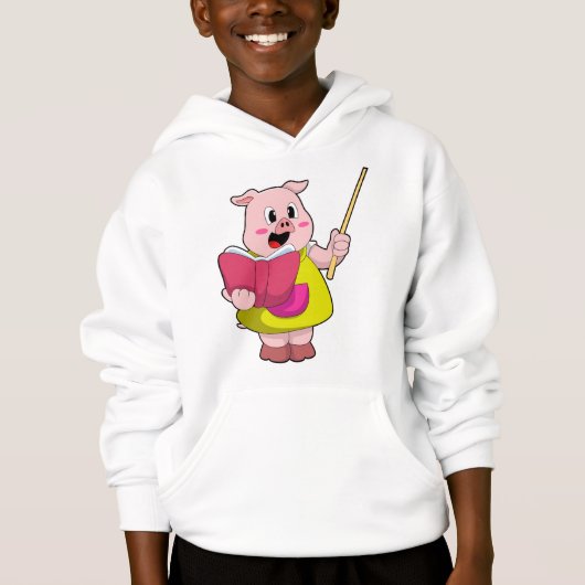 Pig als Lehrer mit Buch Hoodie (Vorderseite)