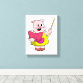 Pig als Lehrer mit Buch Leinwanddruck (Insitu (Holzboden))