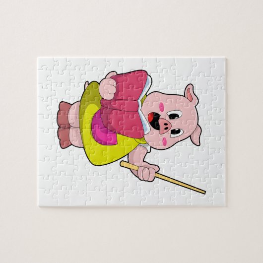Pig als Lehrer mit Buch Puzzle (Horizontal)