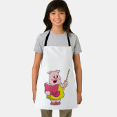 Pig als Lehrer mit Buch Schürze (Insitu)