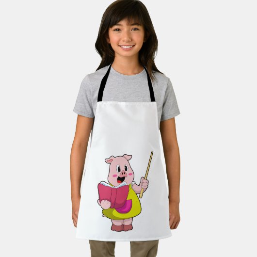 Pig als Lehrer mit Buch Schürze (Insitu)