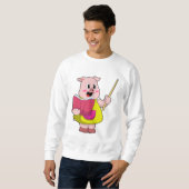 Pig als Lehrer mit Buch Sweatshirt (Vorne ganz)