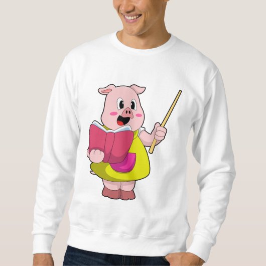 Pig als Lehrer mit Buch Sweatshirt (Vorderseite)