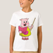 Pig als Lehrer mit Buch T-Shirt (Vorderseite)