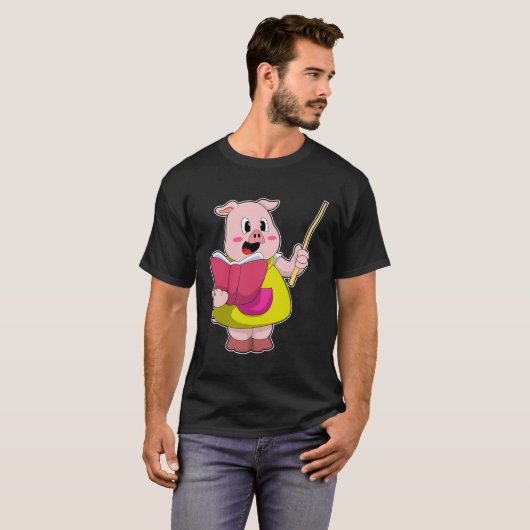 Pig als Lehrer mit Buch T-Shirt (Vorne ganz)