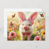 Pig als Osterhase verkleidet Feiertagspostkarte (Vorne/Hinten)