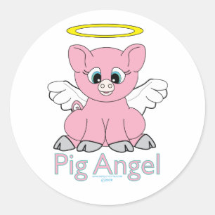 Pig Angel Runder Aufkleber