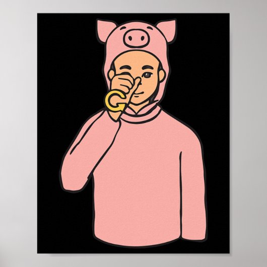 Pig Animal Asl Hand Gesture Deaf Hearing Loss Awar Poster (Vorne)