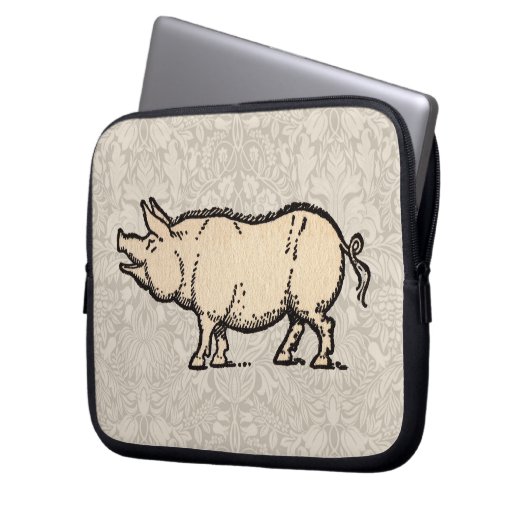 Pig Antique Piggy Niedlich Vintag Laptopschutzhülle (Vorderseite Links)