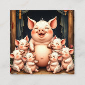 Pig Art – Mother & Piglets Begleitkarte (Rückseite)