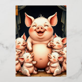 Pig Art – Mother & Piglets Folieneinladung (Rückseite)