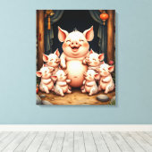 Pig Art – Mother & Piglets Leinwanddruck (Insitu (Holzboden))