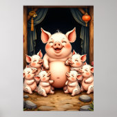  Pig Art – Mother & Piglets Poster (Vorne)