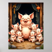 Pig Art – Mother & Piglets Poster (Vorne)