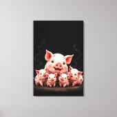 Pig Artwork – Mother Pig & Piglets Leinwanddruck (Vorderseite)