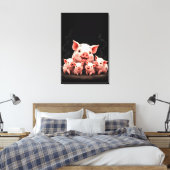Pig Artwork – Mother Pig & Piglets Leinwanddruck (Insitu (Schlafzimmer))