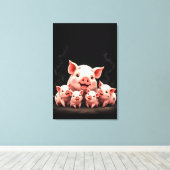Pig Artwork – Mother Pig & Piglets Leinwanddruck (Insitu (Holzboden))